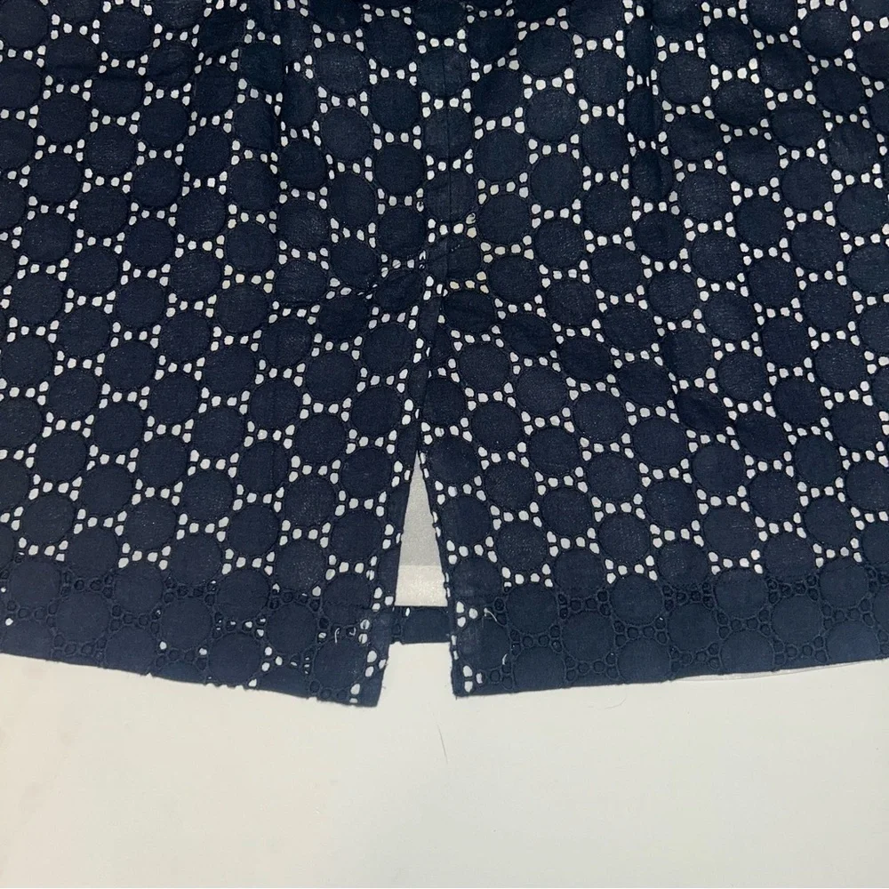 LOFT womens navy‎ eyelet LINED skirt Cotton Classic Business Causal Y2K size 10